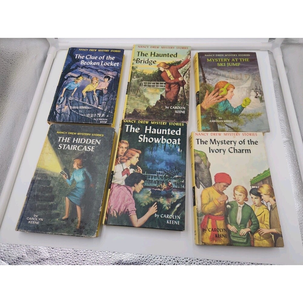 6 Vintage Yellow Cover Nancy Drew Mystery Series Hardcover Books Carolyn Keene